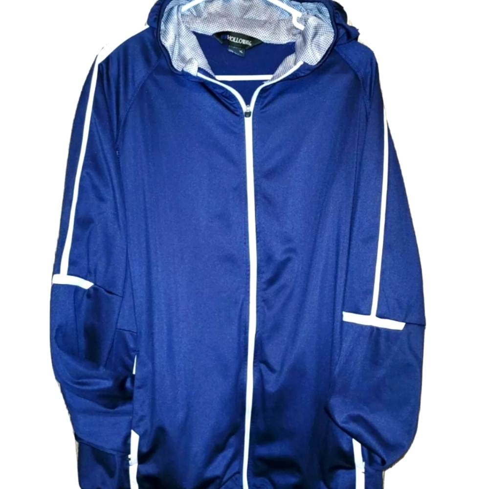 Men's Holloway Blue Gray Zippered Hooded Pockets Jacket Coat Size XL